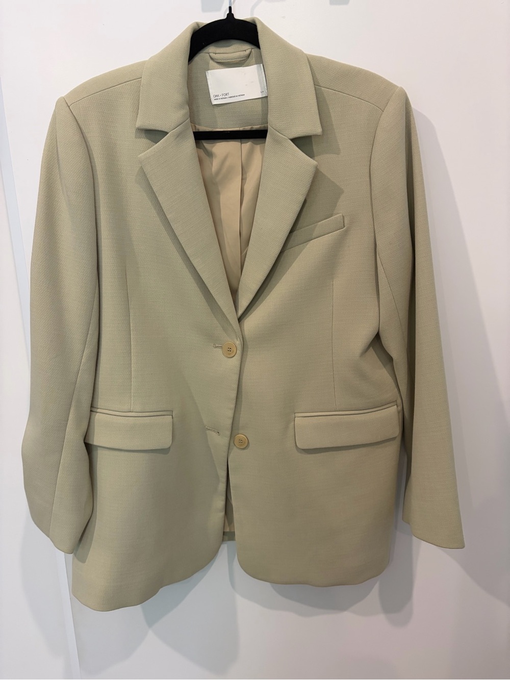 OAK + FORT Relaxed Fit Oversized Blazer in neutral sage / Alfalfa - Size S